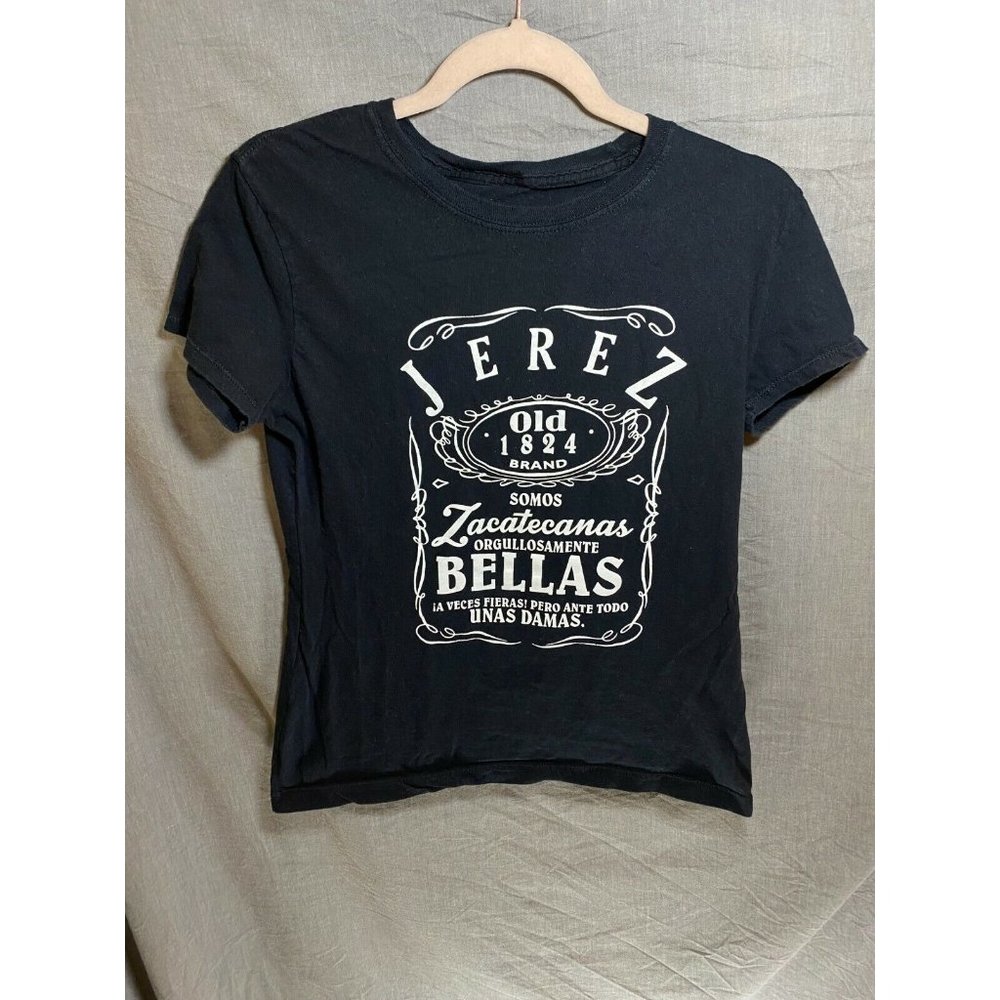 Jerez Old‎ 1824 Brand Shirt Women Medium Black Large Logo Pullover Tee Ladies